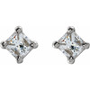 Square 4 Prong Stud Earrings Mounting in Platinum for Square Stone, 0.84 grams