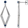 Accented Geometric Earrings Mounting in 14 Karat White Gold for Round Stone, 5.55 grams