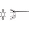 Marquise 6 Prong V End Stud Earrings Mounting in Sterling Silver for Marquise Stone, 0.33 grams