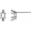 Marquise 6 Prong V End Stud Earrings Mounting in 14 Karat White Gold for Marquise Stone, 0.41 grams