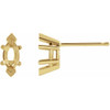 Marquise 6 Prong V End Stud Earrings Mounting in 14 Karat Yellow Gold for Marquise Stone, 0.42 grams