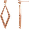 Accented Geometric Earrings Mounting in 14 Karat Rose Gold for Round Stone, 2.74 grams