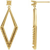 Accented Geometric Earrings Mounting in 14 Karat Yellow Gold for Round Stone, 2.71 grams