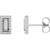 Halo Style Earrings Mounting in Sterling Silver for Straight baguette Stone, 1.16 grams
