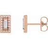 Halo Style Earrings Mounting in 14 Karat Rose Gold for Straight baguette Stone, 1.47 grams