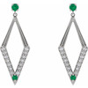Accented Geometric Earrings Mounting in Platinum for Round Stone, 8.76 grams