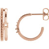 Accented Hoop Earrings Mounting in 14 Karat Rose Gold for Round Stone, 1.17 grams