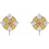Round 4 Prong Earring Top Mounting in 14 Karat Yellow Gold for Round Stone, 0.47 grams