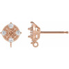 Round 4 Prong Earring Top Mounting in 14 Karat Rose Gold for Round Stone, 0.48 grams