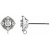 Round 4 Prong Earring Top Mounting in 14 Karat White Gold for Round Stone, 0.46 grams