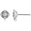 Round 4 Prong Earring Top Mounting in Platinum for Round Stone, 0.73 grams