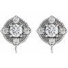 Round 4 Prong Earring Top Mounting in Platinum for Round Stone, 0.73 grams