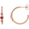 Bezel Set Hoop Earrings Mounting in 14 Karat Rose Gold for Round Stone, 4.54 grams