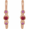 Bezel Set Hoop Earrings Mounting in 14 Karat Rose Gold for Round Stone, 4.54 grams