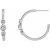 Bezel Set Hoop Earrings Mounting in Sterling Silver for Round Stone, 1.69 grams