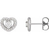 Halo Style Heart Earrings Mounting in Sterling Silver for Round Stone, 1.33 grams