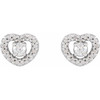 Halo Style Heart Earrings Mounting in Sterling Silver for Round Stone, 1.33 grams