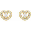 Halo Style Heart Earrings Mounting in 14 Karat Rose Gold for Round Stone, 1.69 grams