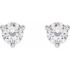 Round 3 Prong Moissanite Stud Earrings Mounting in 14 Karat White Gold for Round Stone, 0.82 grams