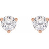 Round 3 Prong  Moissanite Stud Earrings Mounting in 14 Karat Rose Gold for Round Stone, 0.81 grams