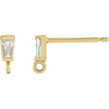 Tapered Baguette Earring Top Mounting in 14 Karat Yellow Gold for Tapered baguette Stone, 0.16 grams