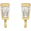 Tapered Baguette Earring Top Mounting in 14 Karat Yellow Gold for Tapered baguette Stone, 0.16 grams