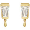 Tapered Baguette Earring Top Mounting in 14 Karat Yellow Gold for Tapered baguette Stone, 0.16 grams