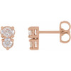 Two Stone Earrings Mounting in 14 Karat Rose Gold for Oval Stone, 1.12 grams