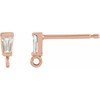 Tapered Baguette Earring Top Mounting in 14 Karat Rose Gold for Tapered baguette Stone, 0.16 grams