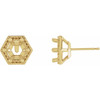 Round 6 Prong Halo Style Stud Earrings Mounting in 14 Karat Yellow Gold for Round Stone, 1.14 grams