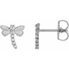 Dragonfly Earrings Mounting in 14 Karat White Gold for Round Stone, 0.47 grams