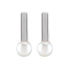 Pearl Bar Earrings Mounting in 14 Karat White Gold for Pearl Stone, 0.88 grams