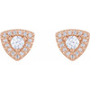 Halo Style Earrings Mounting in 14 Karat Rose Gold for Round Stone, 1.8 grams