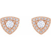 Halo Style Earrings Mounting in 14 Karat Rose Gold for Round Stone, 1.8 grams
