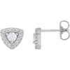 Halo Style Earrings Mounting in Platinum for Round Stone, 2.71 grams