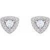 Halo Style Earrings Mounting in Platinum for Round Stone, 2.71 grams