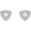 Halo Style Earrings Mounting in Platinum for Round Stone, 2.71 grams