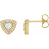 Halo Style Earrings Mounting in 14 Karat Yellow Gold for Round Stone, 1.78 grams
