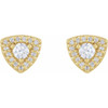 Halo Style Earrings Mounting in 14 Karat Yellow Gold for Round Stone, 1.78 grams