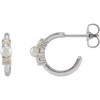 Pearl Huggie Earrings Mounting in Platinum for Pearl Stone, 2.77 grams