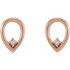 Accented Geometric Earrings Mounting in 14 Karat Rose Gold for Round Stone, 0.5 grams