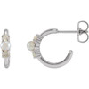 Pearl Huggie Earrings Mounting in 14 Karat White Gold for Pearl Stone, 1.79 grams