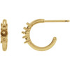 Pearl Huggie Earrings Mounting in 14 Karat Yellow Gold for Pearl Stone, 0.79 grams