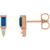 Bar Earrings Mounting in 14 Karat Rose Gold for Straight baguette Stone, 1.06 grams