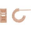 Channel Set Huggie Earrings Mounting in 14 Karat Rose Gold for Straight baguette Stone, 1.74 grams