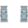 Channel Set Huggie Earrings Mounting in Platinum for Straight baguette Stone, 5.67 grams
