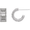 Channel Set Huggie Earrings Mounting in 14 Karat White Gold for Straight baguette Stone, 1.68 grams