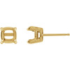 Cushion 4 Prong Claw Prong Stud Earrings Mounting in 14 Karat Yellow Gold for Cushion Stone, 0.63 grams