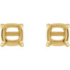 Cushion 4 Prong Claw Prong Stud Earrings Mounting in 14 Karat Yellow Gold for Cushion Stone, 0.63 grams