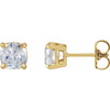 Cushion 4 Prong Claw Prong Stud Earrings Mounting in 14 Karat Yellow Gold for Cushion Stone, 0.63 grams